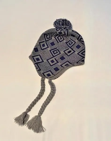 ADIDAS Originals Trefoil Grey ICE CAP EARFLAP Beanie Winter Snow Hat Tassels NEW