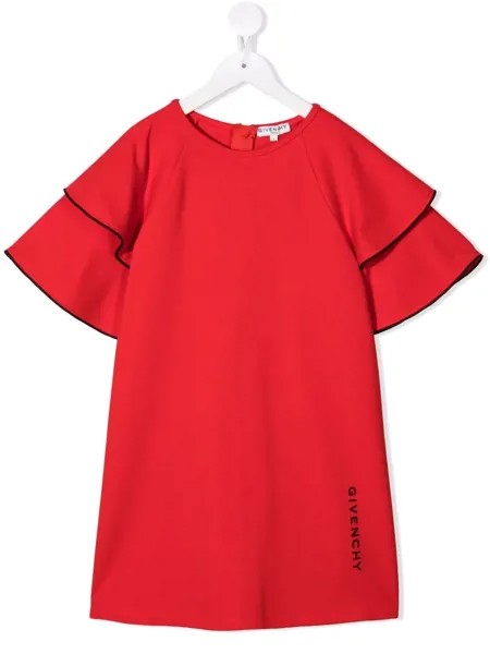 Givenchy Kids платье с оборками и логотипом