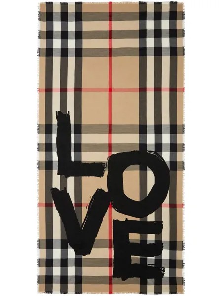 Burberry шарф в клетку Vintage Check с логотипом