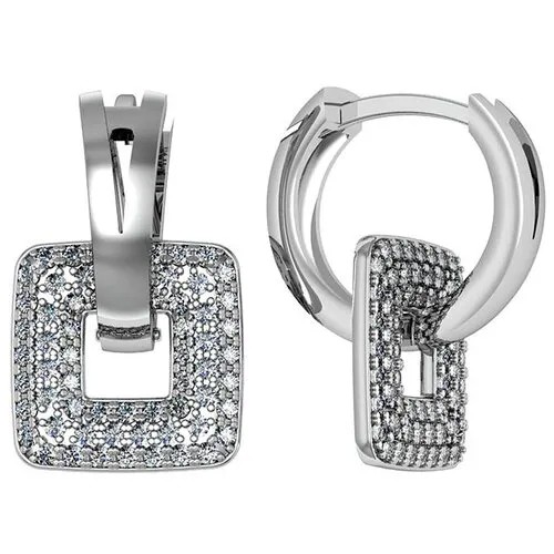 Серьги с 128 фианитами из серебра 381552-FA11
