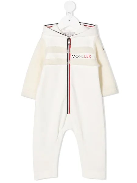 Moncler Enfant комбинезон с отделкой из шерпы и логотипом