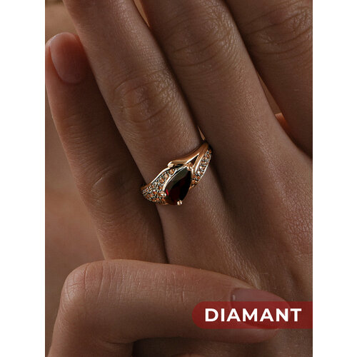 Кольцо Diamant, красное золото, 585 проба, фианит, гранат, размер 16.5, красный