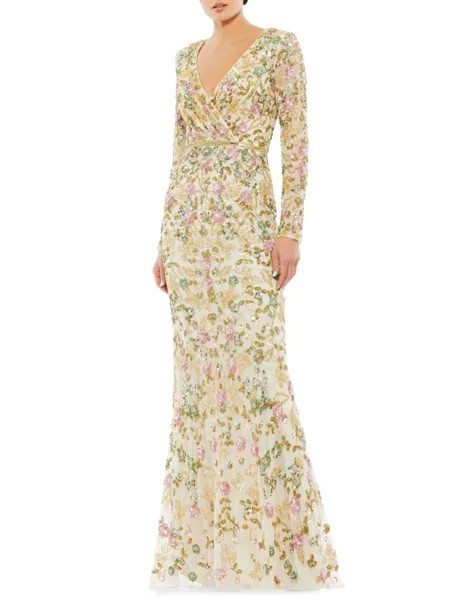 Вечернее платье Surplice с пайетками Mac Duggal, цвет Nude Multi