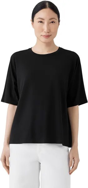 Свободная футболка с круглым вырезом Eileen Fisher, черный