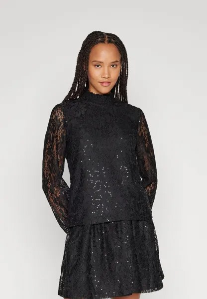 Блузка VILA ТОП VININA SEQUINS SMOCK, цвет black/gold