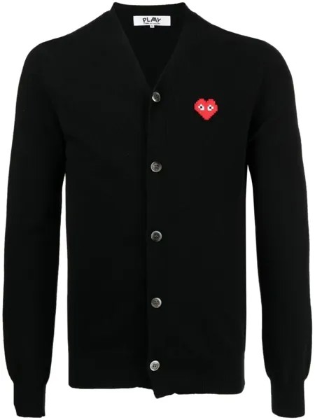 Comme Des Garçons шерстяной кардиган с нашивкой-логотипом, черный