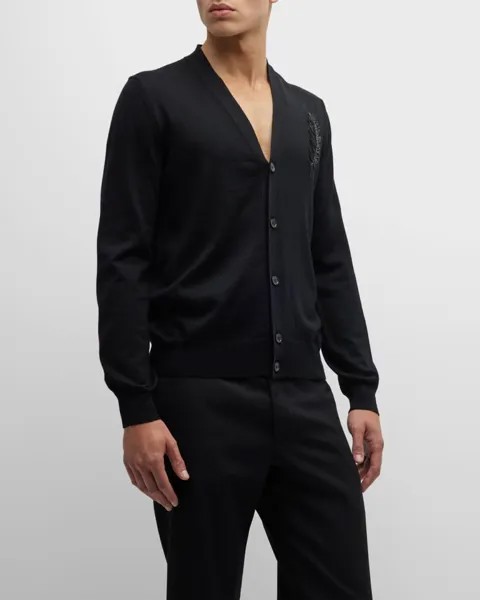 Мужской кардиган с вышивкой из перьев Alexander McQueen
