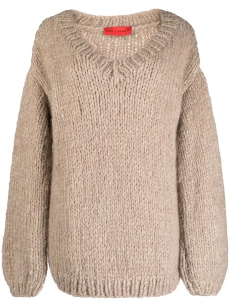 Джемпер крупной вязки с V-образным вырезом Wild Cashmere, коричневый