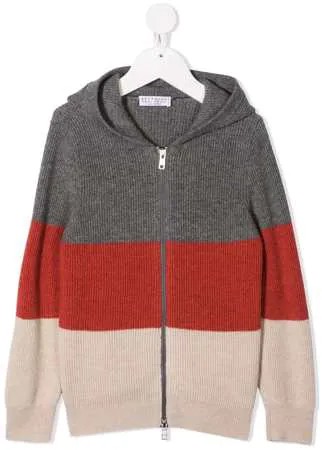 Brunello Cucinelli Kids толстовка в стиле колор-блок с капюшоном