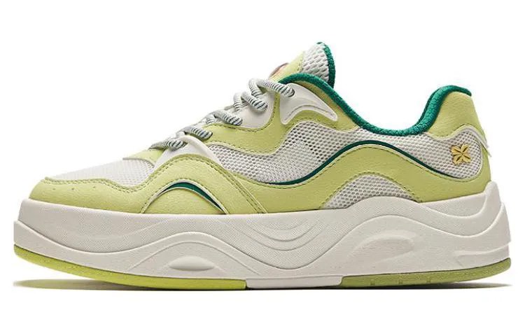 Кроссовки ANTA Life Collection Skateboarding Shoes Women's Low-top Ivory White/shoot Green, слоновая кость/зеленый