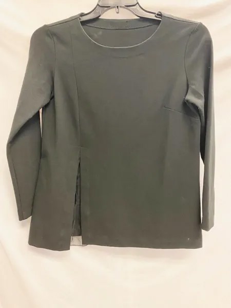 EUROPEAN CULTURE Черная трикотажная блузка-футляр с длинными рукавами и разрезом по бокам, M