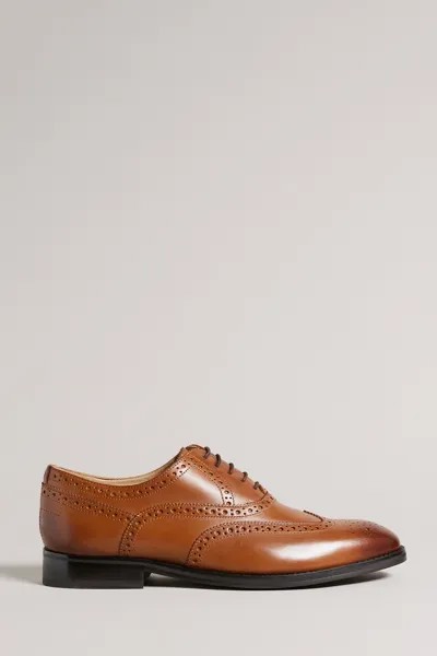 Коричневые элегантные кожаные туфли от Amaiss с декоративной перфорацией Ted Baker, коричневый