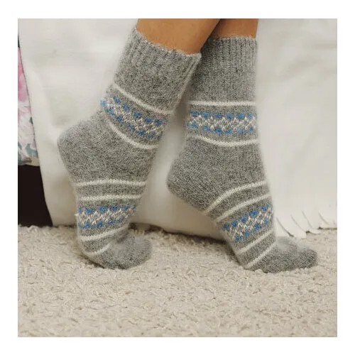 Носки Бабушкины носки, размер 35-37, серый, белый, голубой