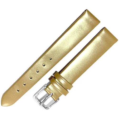 Ремешок 1203-01 (жел) ЛАК Золотистый желтый кожаный ремень 12 мм для наручных часов лаковый из натуральной кожи женский