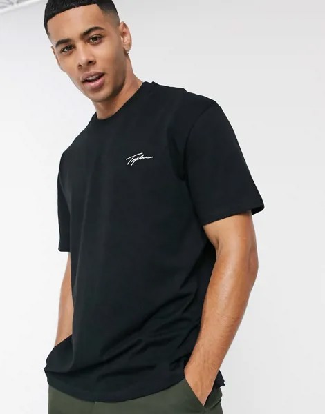 Черная футболка с фирменным принтом Topman-Черный