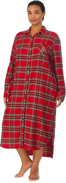Балетная ночная рубашка больших размеров с длинными рукавами LAUREN Ralph Lauren, цвет Red Plaid