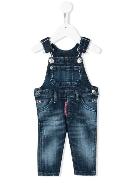 Dsquared2 Kids джинсовый комбинезон с эффектом потертости