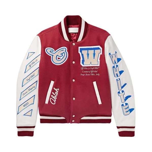 Off-White Университетская куртка Onthego Lea Sle, цвет Красный/Не совсем белый