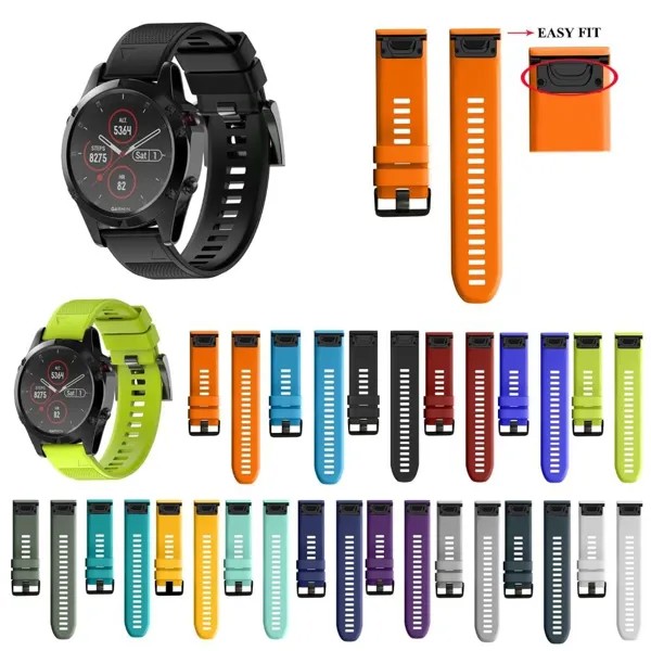 20 мм 22 мм 26 мм смарт-часы ремешки для Garmin Fenix 6 6pro 6X 5X 5 5plus 3 3HR Предшественник 935 945 Быстросъемный ремешок Силиконовый браслет