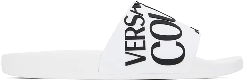 Белые шлепанцы с тиснением для бассейна Versace Jeans Couture