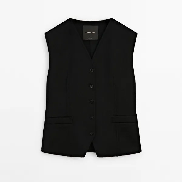 Жилет Massimo Dutti Wool Blend, черный