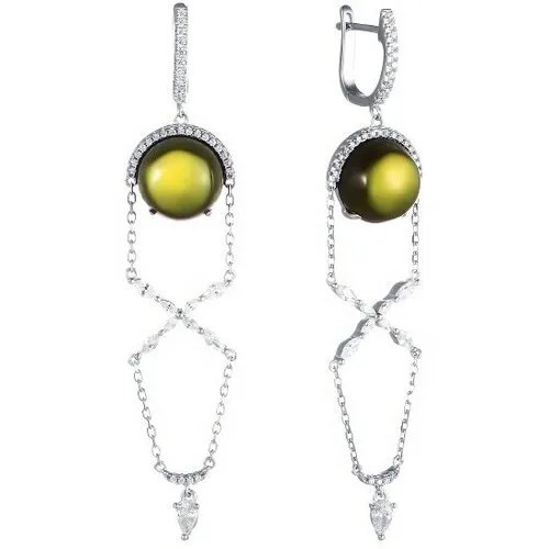 Серьги ELEMENT47, серебро, 925 проба, фианит, стекло