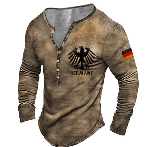 Мужская футболка Henley с принтом немецкого флага и орла