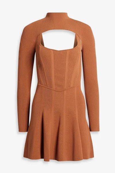 Многослойное платье мини в рубчик Stirrup Corset Dion Lee, цвет Tan