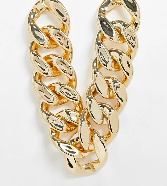 Золотистое ожерелье с крупными звеньями ASOS DESIGN Curve-Золотой