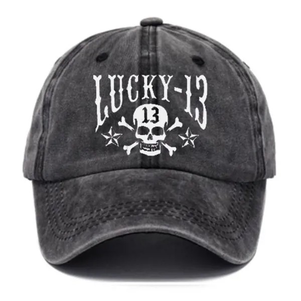 Мужская повседневная кепка Lucky 13 с принтом черепа
