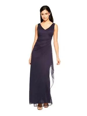 PATRA Женское прозрачное темно-синее платье макси с запахом и V-образным вырезом на молнии без рукавов 12