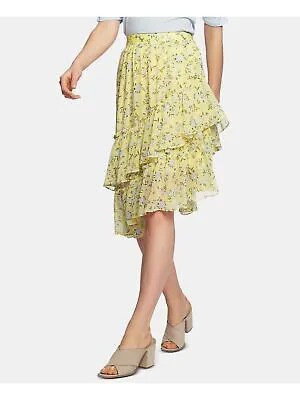 1. Женская желтая юбка миди с рюшами и цветочным принтом STATE Размер: 4
