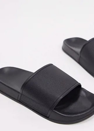 Черные шлепанцы ASOS DESIGN Wide Fit-Черный
