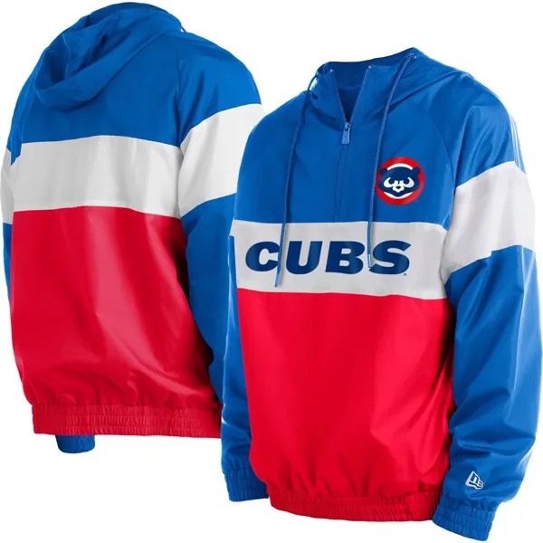 Мужская красная толстовка New Era Chicago Cubs с молнией четверть реглан