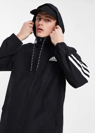 Черная куртка с 3 полосками adidas-Черный цвет