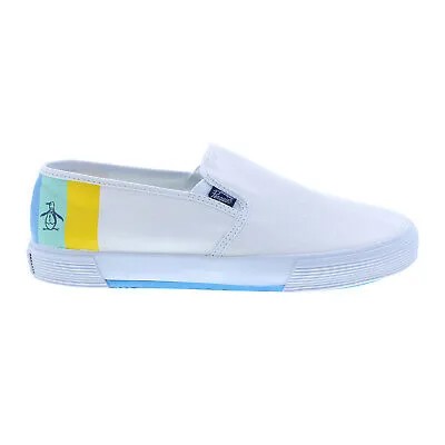 Оригинальные мужские кроссовки Penguin Sam Stripe Slip On White Lifestyle Sneakers Shoes 9
