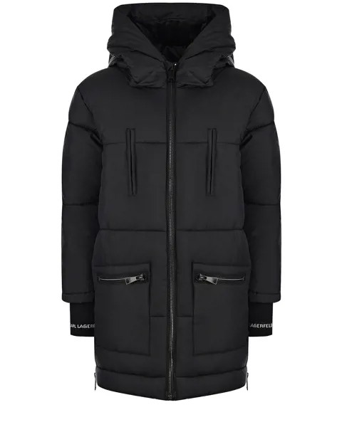 Удлиненная черная куртка Karl Lagerfeld kids детская