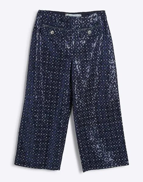 Джинсовые широкие укороченные джинсы с пайетками River Island Petite Petite - темные
