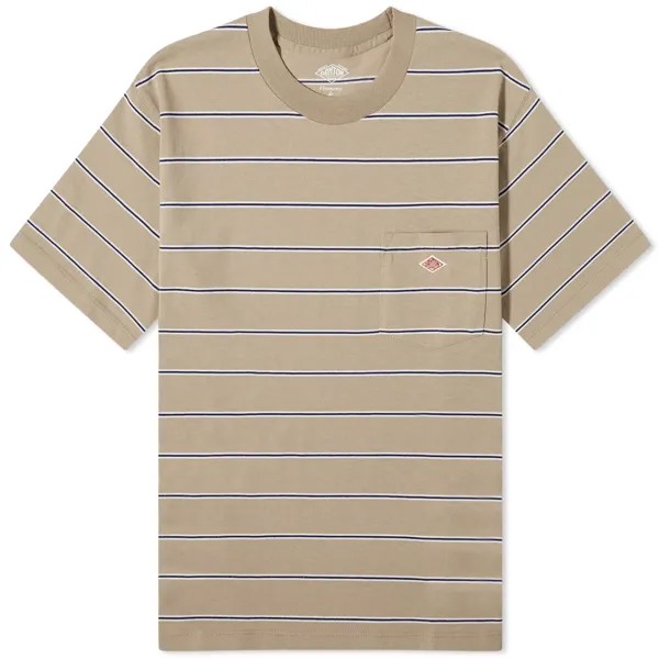 Футболка Danton Stripe Pocket, бежевый/фиолетовый