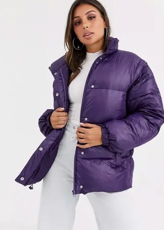 Фиолетовый пуховик с отстегивающимися рукавами ASOS DESIGN