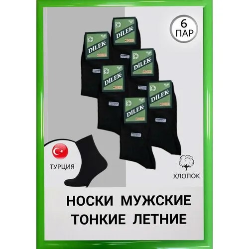 Носки DILEK Socks, 6 пар, размер 39-41, черный