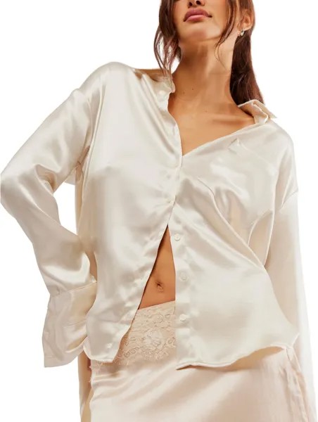 Рубашка Free People Shooting For The Moon Button-Down, цвет Tea
