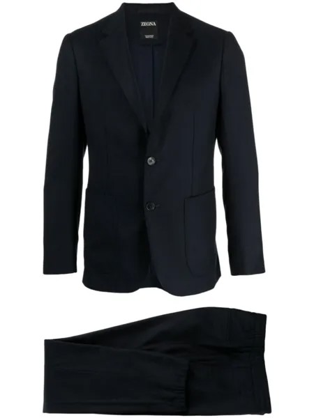 Zegna шерстяной костюм с однобортным пиджаком, синий