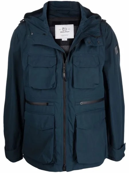 Woolrich куртка на молнии с капюшоном, синий