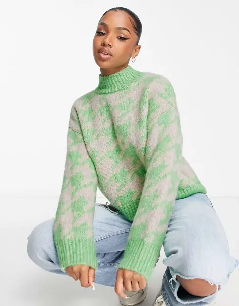Зеленый объемный джемпер с узором «собачьи зубы» ASOS