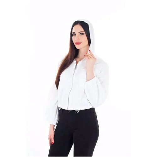 Рубашка женская - курточка с капюшоном укороченная S-Family размер 42-50 цвет белый