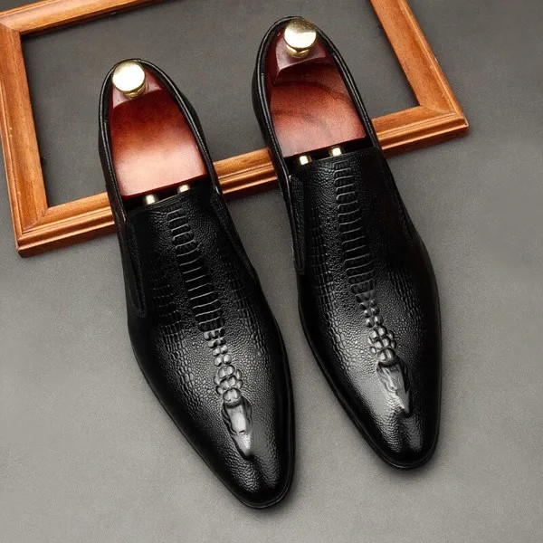 Мужские классические туфли ручной работы, цвет черный/хаки, Броги из натуральной кожи, деловые туфли без застежек для мужчин, 44
