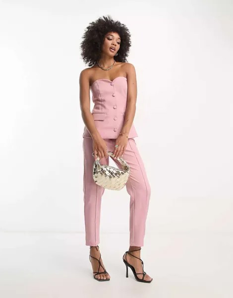 Розовые однотонные брюки In The Style