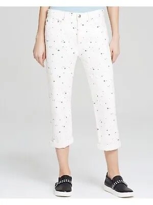 Женские белые укороченные джинсы-бойфренды MARC JACOBS с принтом. Размер: 26.