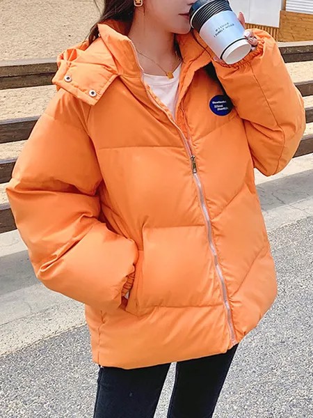 Milanoo Puffer Coats For Women Oragnge Red Long Sleeves Sexy Thicken Winter Coat Outerwear